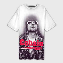 Женская длинная футболка Kurt Cobain all over