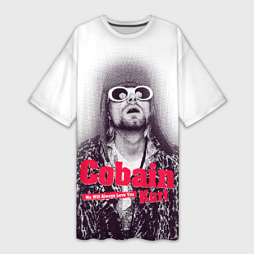 Женская длинная футболка Kurt Cobain all over / 3D-принт – фото 1