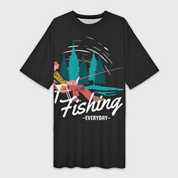 Женская длинная футболка Рыбалка Fishing