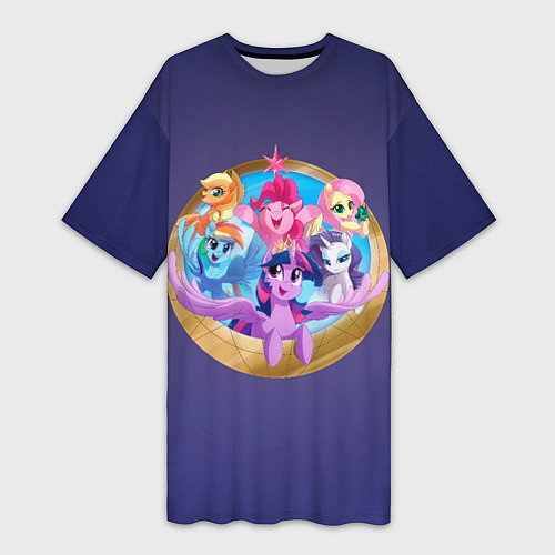 Женская длинная футболка Pony team / 3D-принт – фото 1