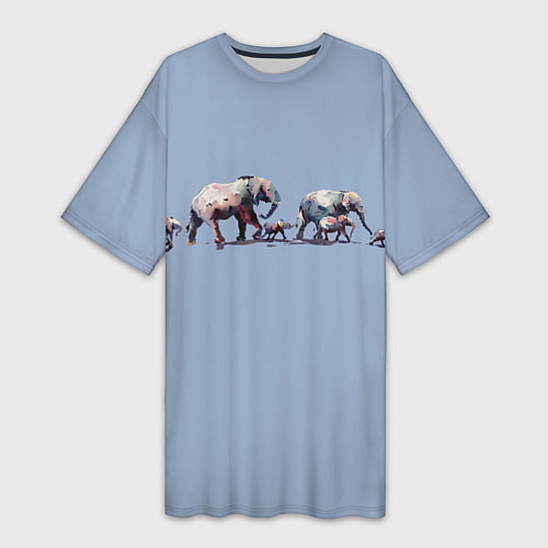 Женская длинная футболка Слоны / 3D-принт – фото 1