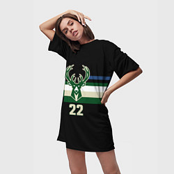 Футболка женская длинная Milwaukee Bucks форма Крис Миддлтон, цвет: 3D-принт — фото 2