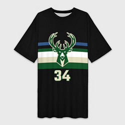 Женская длинная футболка Milwaukee Bucks форма Яннис Адетокумбо