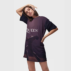 Футболка женская длинная Freddie Mercury Queen Z, цвет: 3D-принт — фото 2