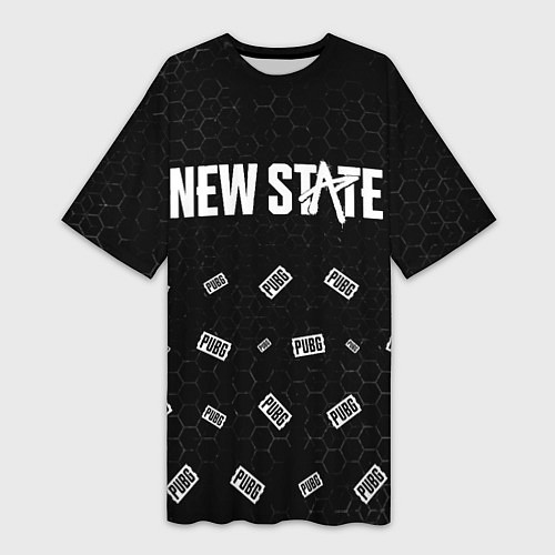 Женская длинная футболка ПАБГ New State - Соты Паттерн / 3D-принт – фото 1