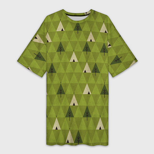 Женская длинная футболка Лес Текстура / 3D-принт – фото 1