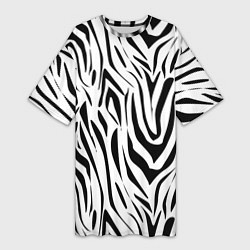 Женская длинная футболка Черно-белая зебра