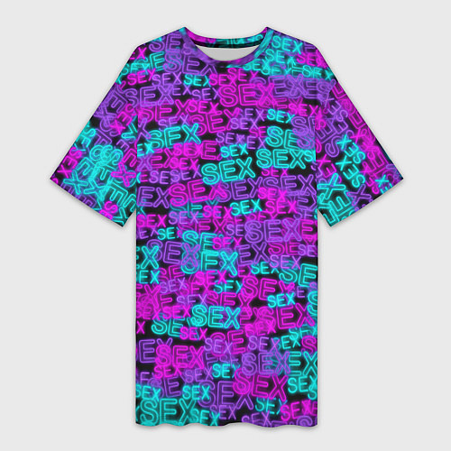 Женская длинная футболка Neon SEX / 3D-принт – фото 1