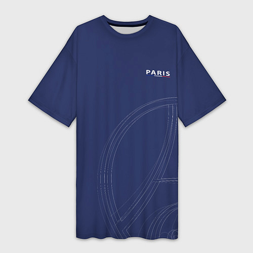 Женская длинная футболка PSG Core Big Logo Blue New 202223 / 3D-принт – фото 1