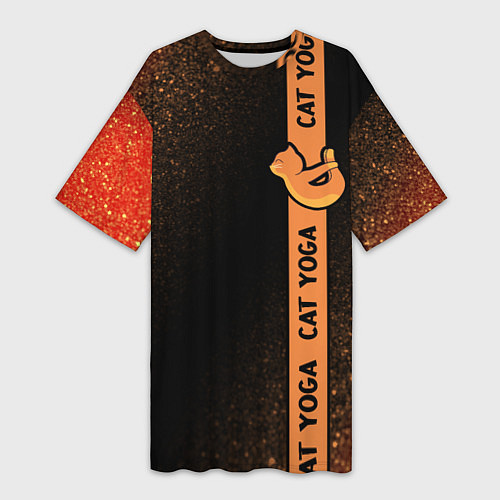 Женская длинная футболка Йога Кошка - Шум Лента / 3D-принт – фото 1