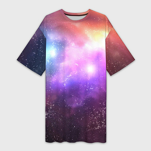Женская длинная футболка Космос, сияние и звезды / 3D-принт – фото 1