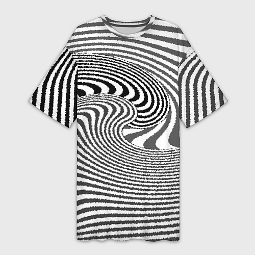 Женская длинная футболка Черно белый мозаичный узор / 3D-принт – фото 1