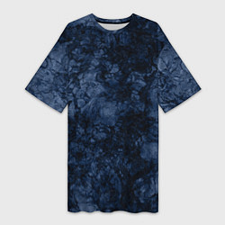 Женская длинная футболка Темно-синяя текстура камня