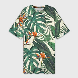 Женская длинная футболка Тропический паттерн