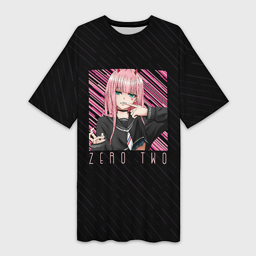 Женская длинная футболка Zero Two в квадрате / 3D-принт – фото 1