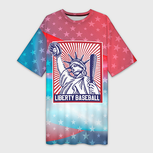 Женская длинная футболка Бейсбол Liberty city / 3D-принт – фото 1