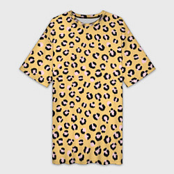 Женская длинная футболка Желтый леопардовый принт