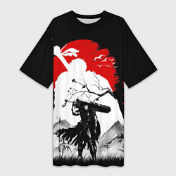 Футболка женская длинная Берсерк силуэт Гатса, цвет: 3D-принт