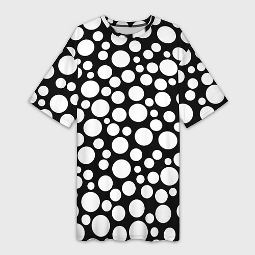 Женская длинная футболка Черно-белый горох / 3D-принт – фото 1