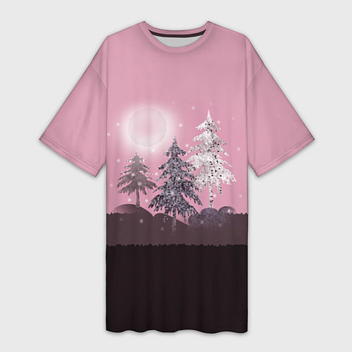 Женская длинная футболка Розовое сияние / 3D-принт – фото 1