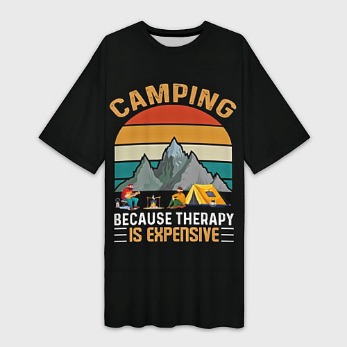 Женская длинная футболка Camping / 3D-принт – фото 1