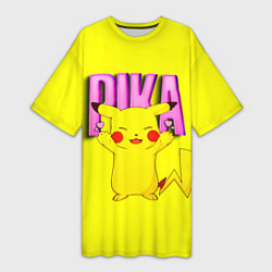 Женская длинная футболка ПИКАЧУ PIKACHU