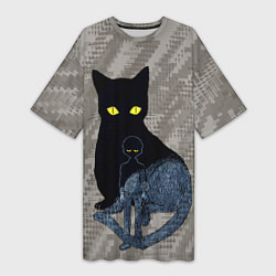 Женская длинная футболка Cat psycho 100 Моб Психо 100 Z