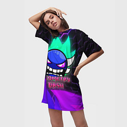 Футболка женская длинная Geometry Dash: Neon Evil, цвет: 3D-принт — фото 2