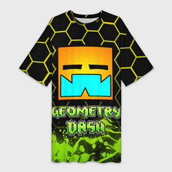 Футболка женская длинная Geometry Dash, цвет: 3D-принт