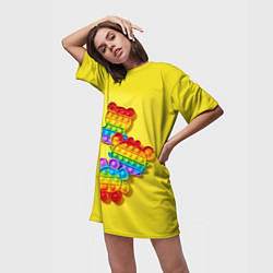 Футболка женская длинная АНТИСТРЕСС ПОП ИТ POP IT, цвет: 3D-принт — фото 2