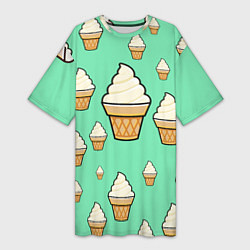 Футболка женская длинная Мороженое - Ice Cream Party, цвет: 3D-принт