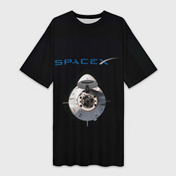 Футболка женская длинная SpaceX Dragon 2, цвет: 3D-принт