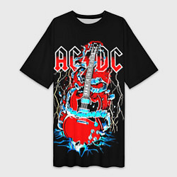 Женская длинная футболка ACDC гитара