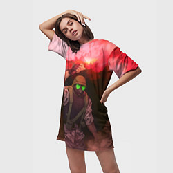 Футболка женская длинная Half-Life Opposing Force Logo спина Z, цвет: 3D-принт — фото 2