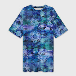 Женская длинная футболка Абстракция - акварельный узор