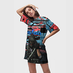 Футболка женская длинная Point Disarray Буйство красок, цвет: 3D-принт — фото 2