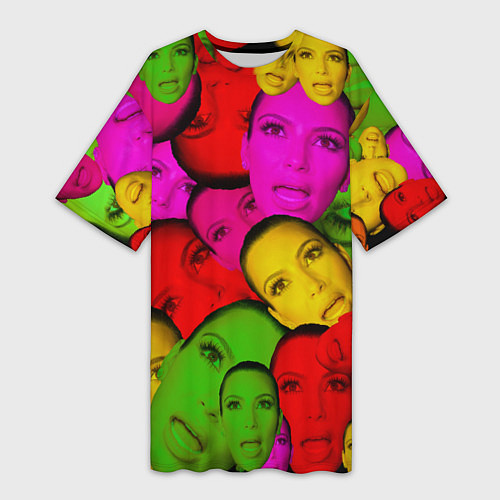 Женская длинная футболка Crazy Kim Kardashian / 3D-принт – фото 1