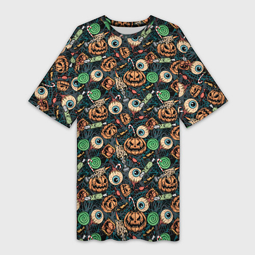Женская длинная футболка Счастливого Хэллоуина / 3D-принт – фото 1