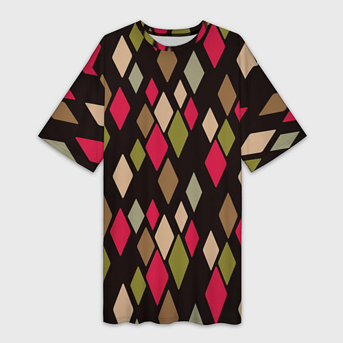 Женская длинная футболка Абстрактный разноцветный узор / 3D-принт – фото 1