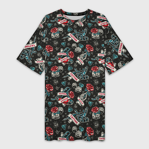 Женская длинная футболка TATTOO / 3D-принт – фото 1