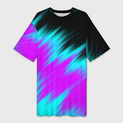 Футболка женская длинная НЕОНОВЫЕ ПОЛОСЫ И НИЧЕГО ЛИШНЕГО NEON STRIPES, цвет: 3D-принт