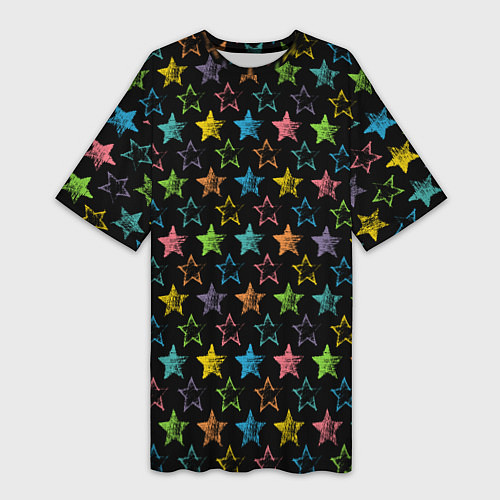 Женская длинная футболка Парад звезд / 3D-принт – фото 1