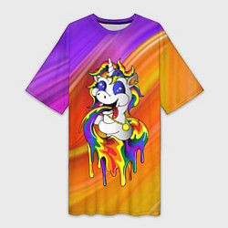 Женская длинная футболка Единорог Unicorn Rainbow Z