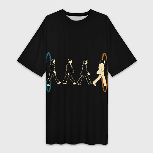 Женская длинная футболка Beatles and Portals / 3D-принт – фото 1