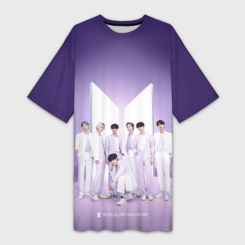 Женская длинная футболка BTS Purple / 3D-принт – фото 1