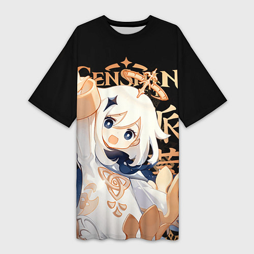 Женская длинная футболка Паймон Genshin Impact / 3D-принт – фото 1