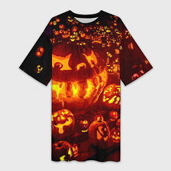 Женская длинная футболка Тыквы на Хэллоуин