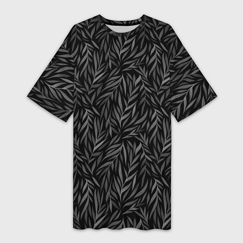 Женская длинная футболка Растительный орнамент черно-белый / 3D-принт – фото 1