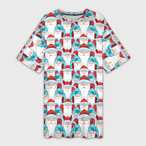 Женская длинная футболка Дедушки Морозы / 3D-принт – фото 1