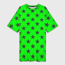 Футболка женская длинная Звездный фон зеленый, цвет: 3D-принт